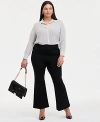 INC Plus Size Striped Long-Sleeve Shirt, Exclusively at Macy's
