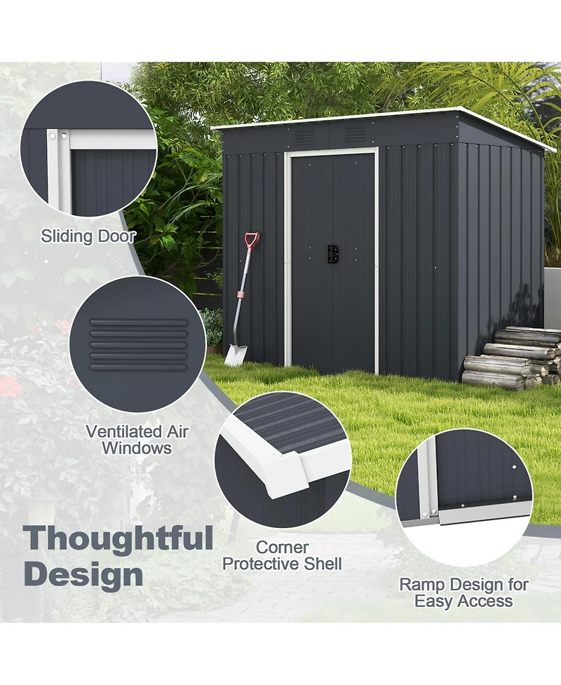 Gouun Outside Garden Storage Shed Tool House with Ground Foundation Frame
