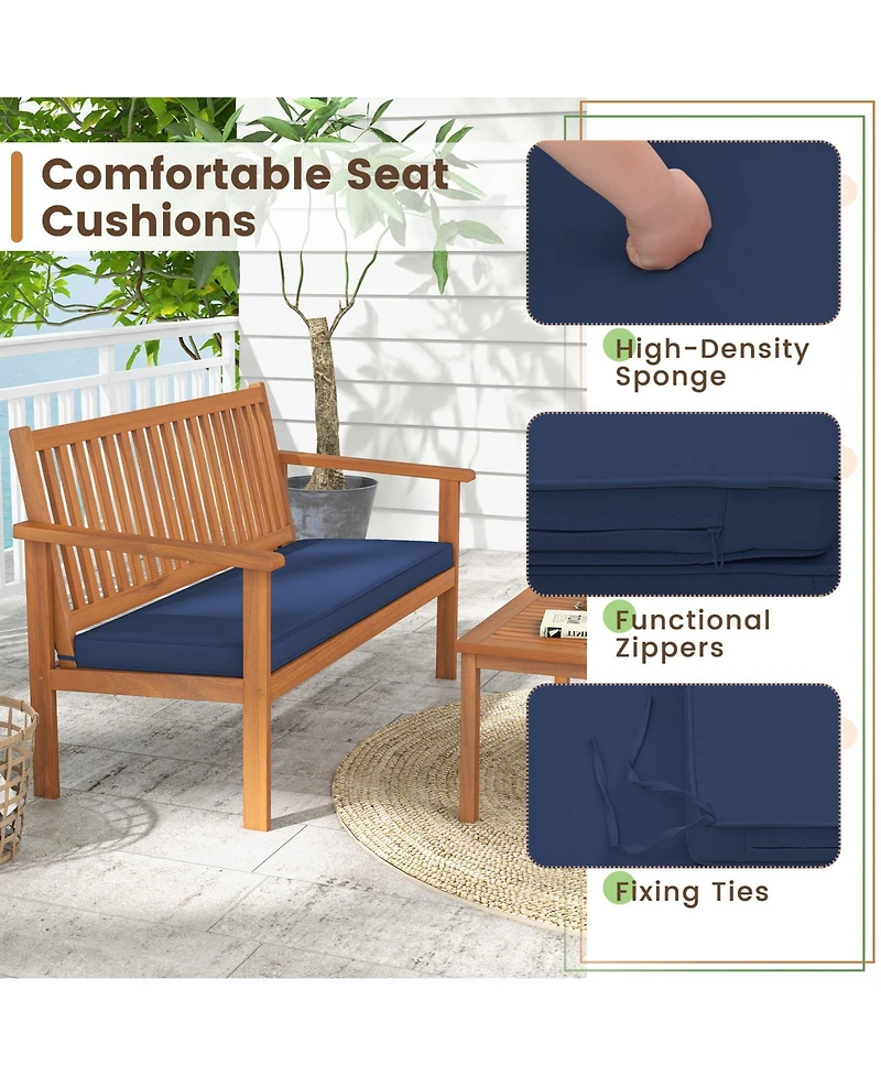 Gouun 4 Piece Patio Wood Furniture Set Acacia Wood Sofa Set with Loveseat