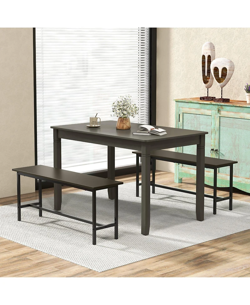 Gouun 48-Inch Wooden Dining Table for 4 People Rectangular Kitchen Table with Rubber Wood Legs