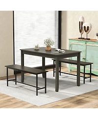Gouun 48-Inch Wooden Dining Table for 4 People Rectangular Kitchen Table with Rubber Wood Legs