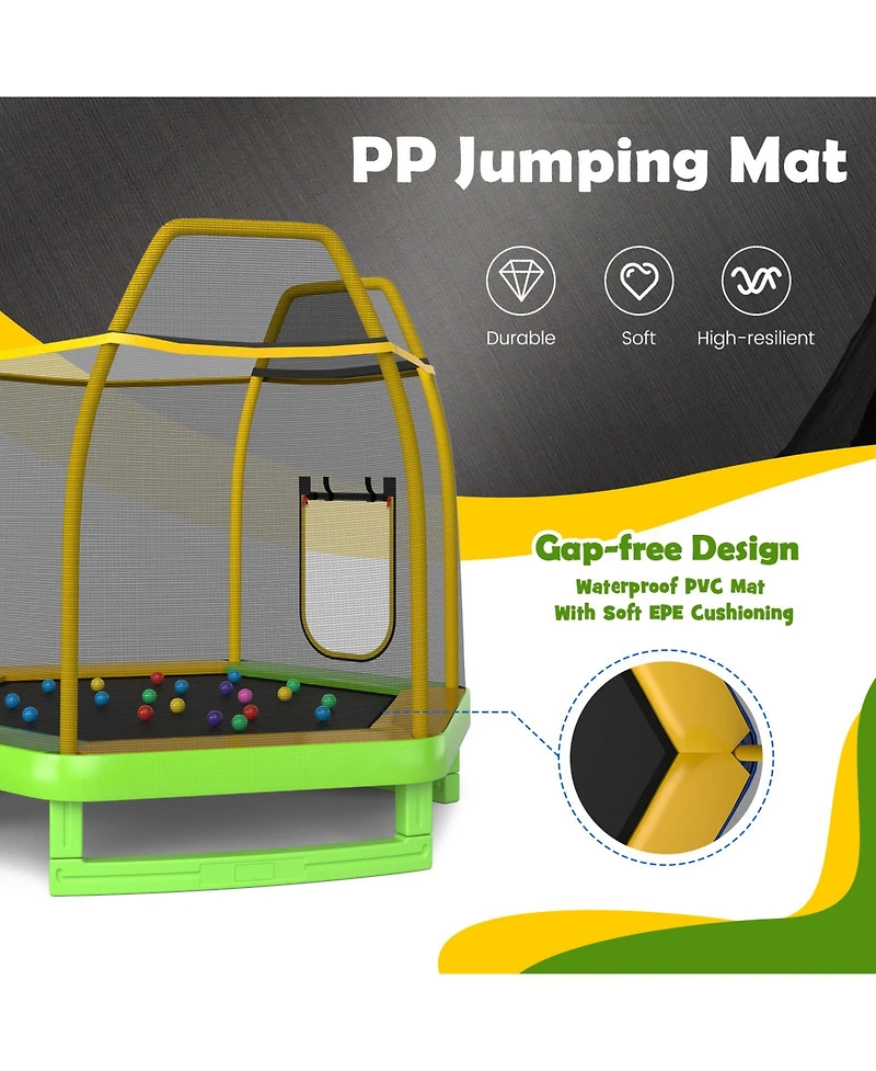 Gouun 7 Feet Trampoline with Ladder and Slide for Indoor and Outdoor