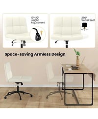 Gouun Height-adjustable Armless Desk Chair with Wheels for Home Office Make Up