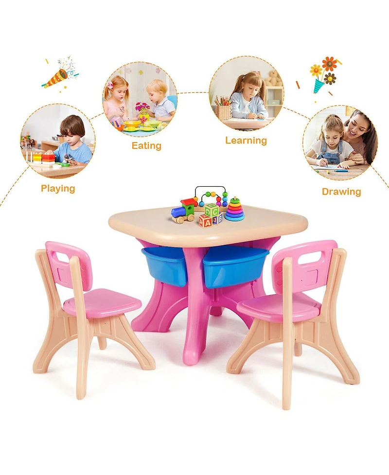 Gouun In/Outdoor 3-Piece Plastic Children Play Table & Chair Set