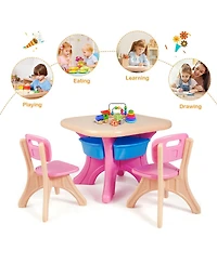 Gouun In/Outdoor 3-Piece Plastic Children Play Table & Chair Set