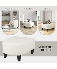 Gouun Modern Upholstered Barrel Teddy Velvet Chair with Ottoman