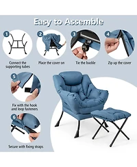 Gouun Modern Accent Sofa Chair with Folding Footrest and Side Pocket