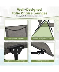 Gouun 2 Piece Patio Folding Chaise Lounge Chairs Recliner with 6-Level Backrest