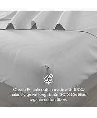 Doz by Sijo 100% Gots Certified Organic Percale Cotton Sheet Set, Hotel Crisp Cool