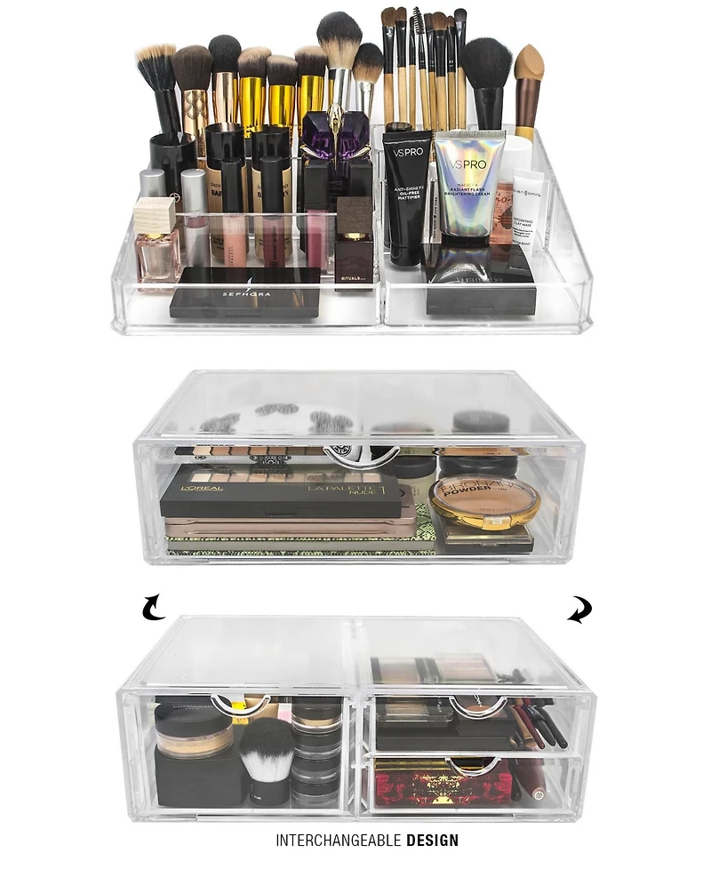 Sorbus Clear Large Stackable Acrylic Drawers - for Organizing Make up, Nail Polish, Hair Accessories