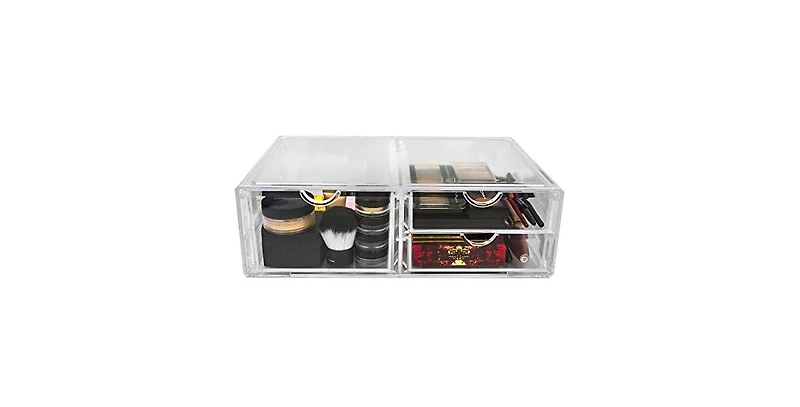 Sorbus 3 Clear Large Stackable Acrylic Drawers - for Organizing Make up, Nail Polish, Hair Accessories, and Beauty Supplies