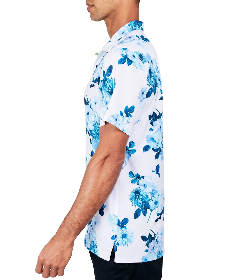 Society of Threads Men's Regular-Fit Non-Iron Performance Stretch Floral-Print Button-Down Camp Shirt