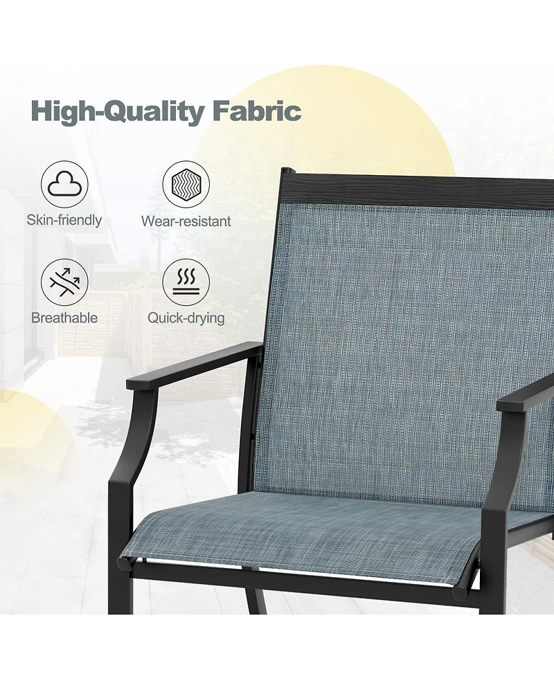 Gymax Set of 2 Patio Dining Chairs Outdoor Armchairs w/ Sturdy Metal Frame