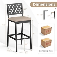 Gymax 4 Pcs Outdoor Bar Stools 27 Counter Height Barstools w/ Removable Cushions