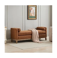 66" Upholstered Bench Daybed Ottoman with Wood Legs for Bedroom, Living Room, Entryway-The Pop Home