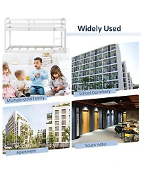 Gouun Twin Size Bunk Bed with High Guardrails and Integrated Ladder