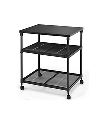 Gouun 3 Tier Printer Stand Rolling Fax Cart with Adjustable Shelf and Swivel Wheels