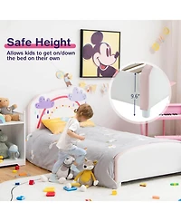 Gouun Kids Twin Size Upholstered Platform Wooden Bed with Rainbow Pattern