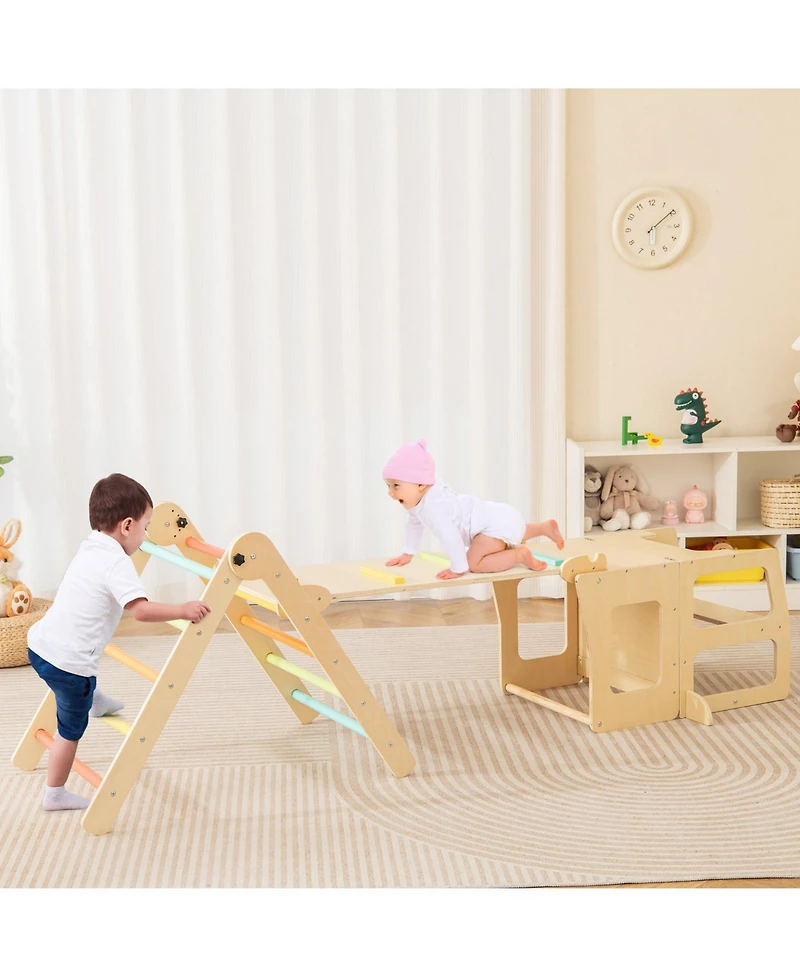 Gouun 7-in-1 Toddler Climbing Toy Connected Table and Chair Set for Boys and Girls Aged 3-14 Years Old