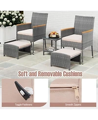Gouun 5 Pieces Patio Conversation Set with Soft Cushions and Ottomans