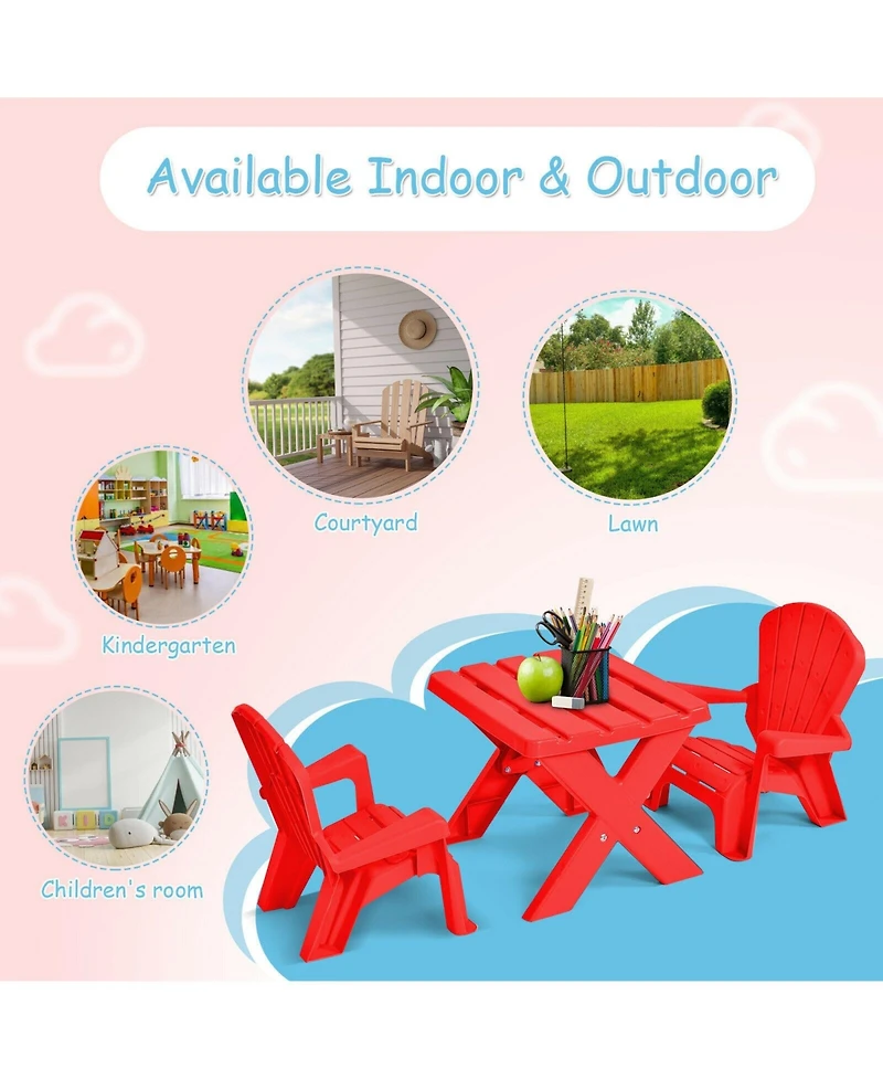Gouun 3-Piece Plastic Children Play Table Chair Set