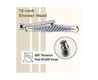 Casainc 3 Functions 12 Inch Wall Mount Thermostatic Shower System with 6 Body Jets