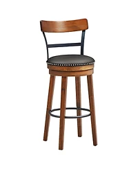 Gymax Set of 4 BarStool 30.5'' Swivel Pub Height Dining Chair with Rubber Wood Legs