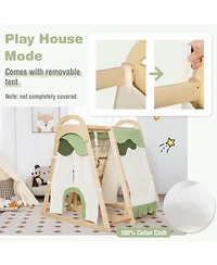 Gouun 6-in-1 Wooden Kids Jungle Gym Playset with Slide Climbing Net