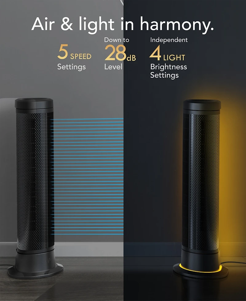 Vornado 39" Ara Oscillating Tower Fan with Ambient Light and Remote