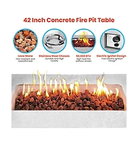 SereneLife 50,000 Btu Propane Gas Fire Pit Table with Lava Rocks and Cover