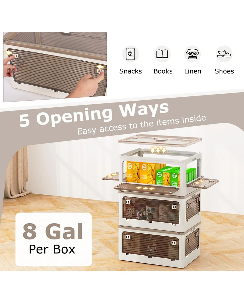 Gouun 3-Pack Stackable Storage Bins with Lids with 5 Opening Ways-8 Gal
