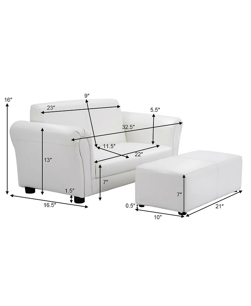 Gouun Soft Kids Double Sofa with Ottoman