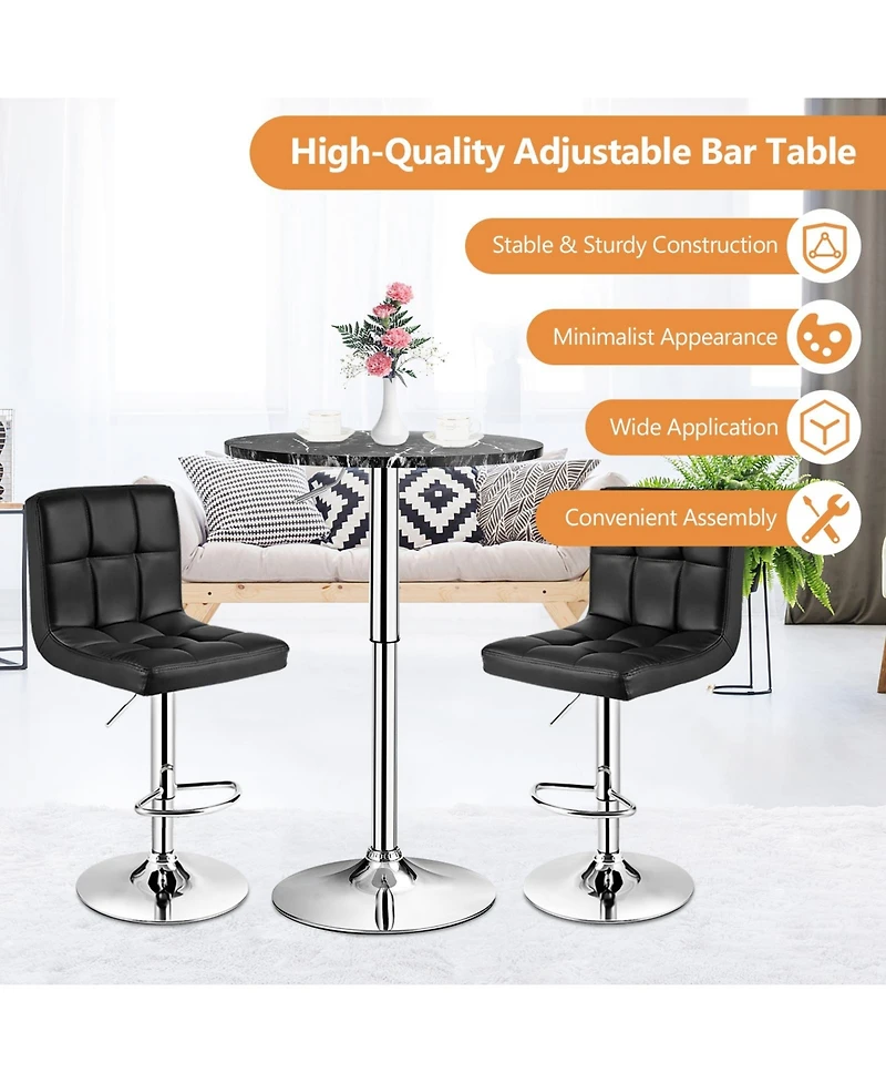 Gouun 360° Swivel Cocktail Pub Table with Sliver Leg and Base
