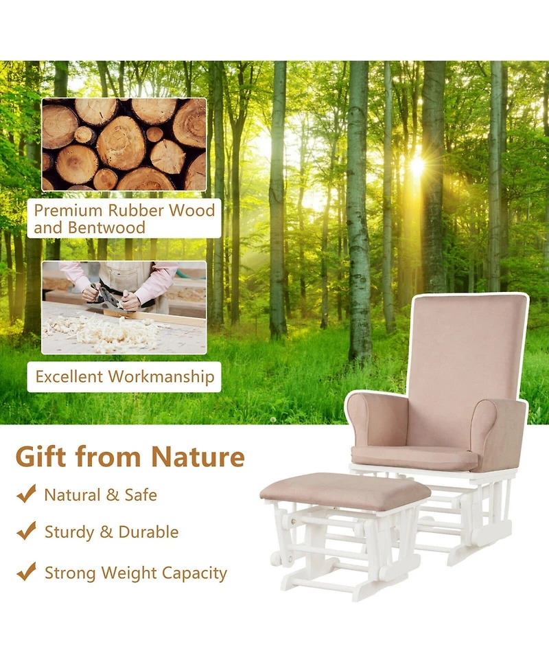 Gouun Baby Nursery Relax Rocker Rocking Chair Glider and Ottoman Cushion Set
