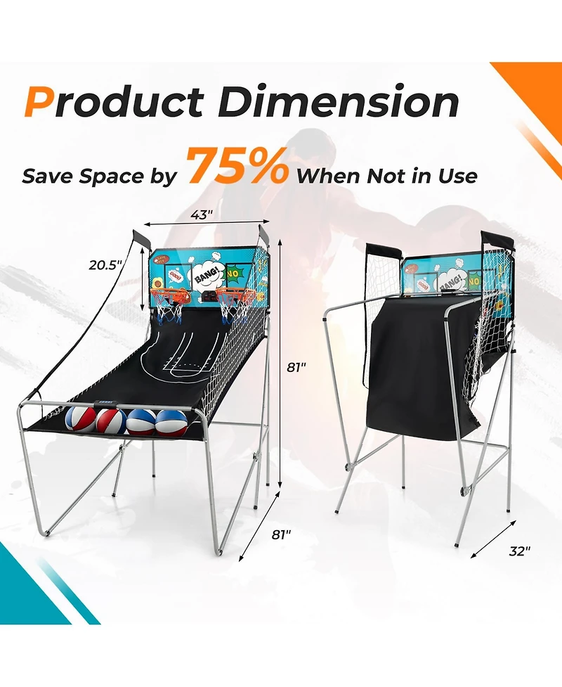 Gouun Dual Shot Basketball Arcade Game with 8 Game Modes and 4 Balls