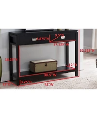 Kings Brand Furniture Wood Occasional Entryway Console Sofa Table With Storage Shelf / 2 Drawers