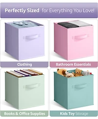 Sorbus 11 Inch 4 Pack Foldable Fabric Storage Cube Bins with Handles