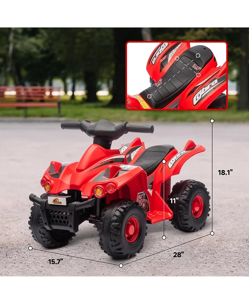 Qaba 6V Kids Atv 4 Wheeler Quad Car w/ Music for 2-6 Years,