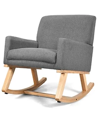 Gouun Upholstered Rocking Chair with and Solid Wood Base