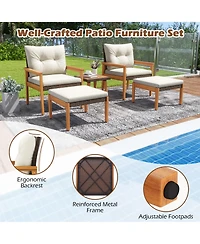 Gouun 5 Piece Rattan Furniture Set with Square Table