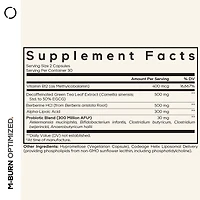 Codeage M-Burn Optimized Supplement - Decaffeinated Green Tea Std. to 50% Egcg, Berberine, Akkermansia, Vitamin B12 - Probiotics - Vitamins