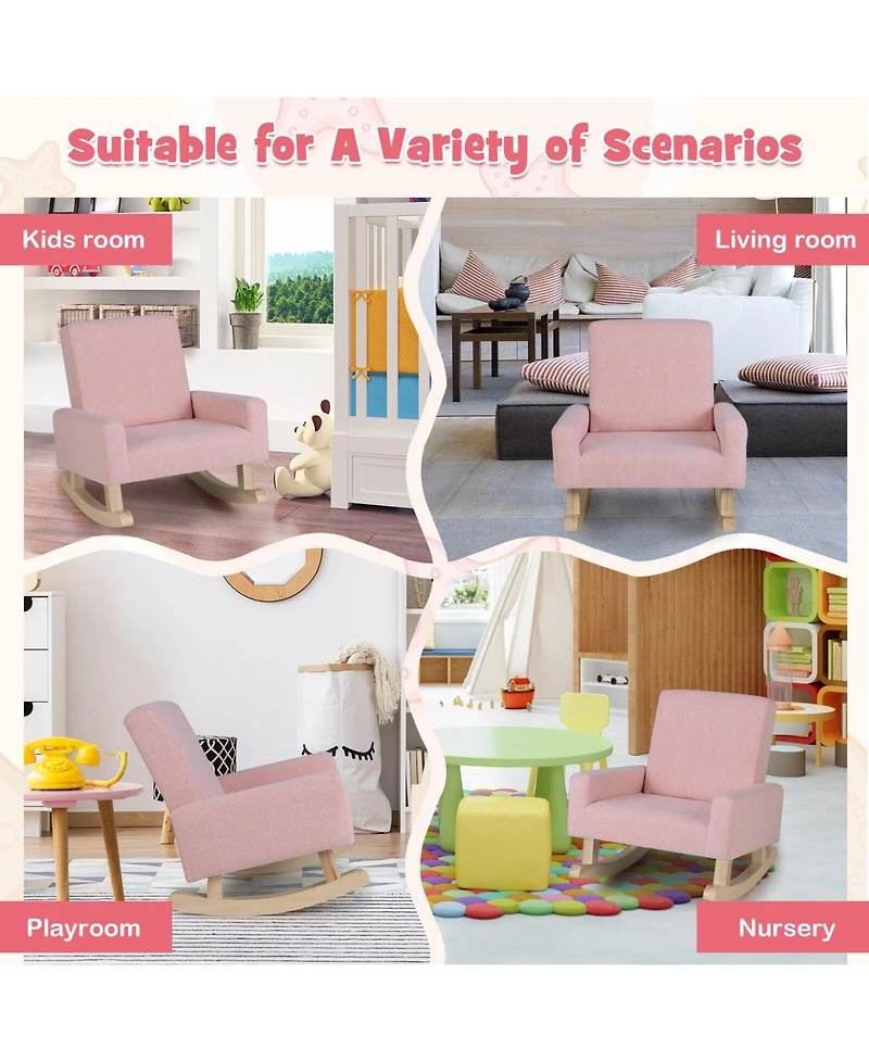 Gouun Kids Rocking Chair with Solid Wood Legs