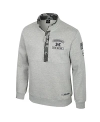 Colosseum Men's Heather Gray Michigan Wolverines Oorah Oht Military Appreciation Fleece Quarter-Zip Jacket