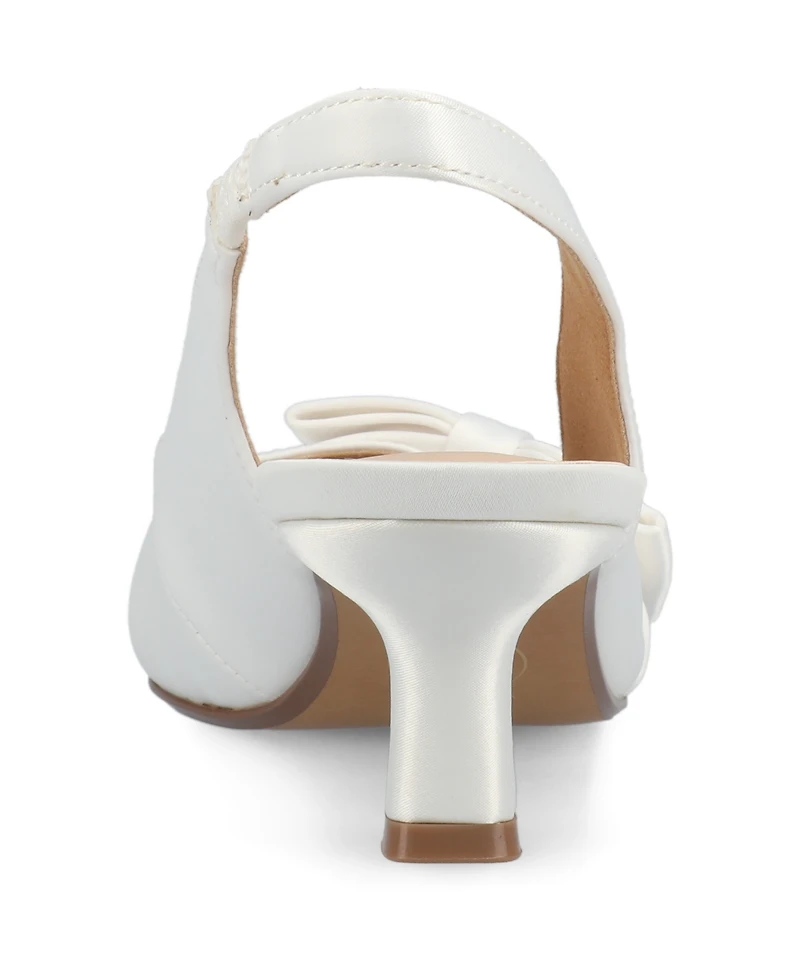 Journee Collection Women's Paloma Bow Kitten Heel Slingback Pumps