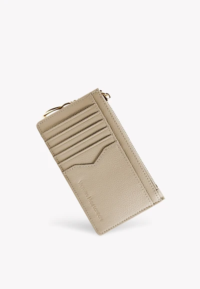 Amilie Card holder Genuine Leather Ring Small Zip Card Case 10+ card slots Victoria Hyde