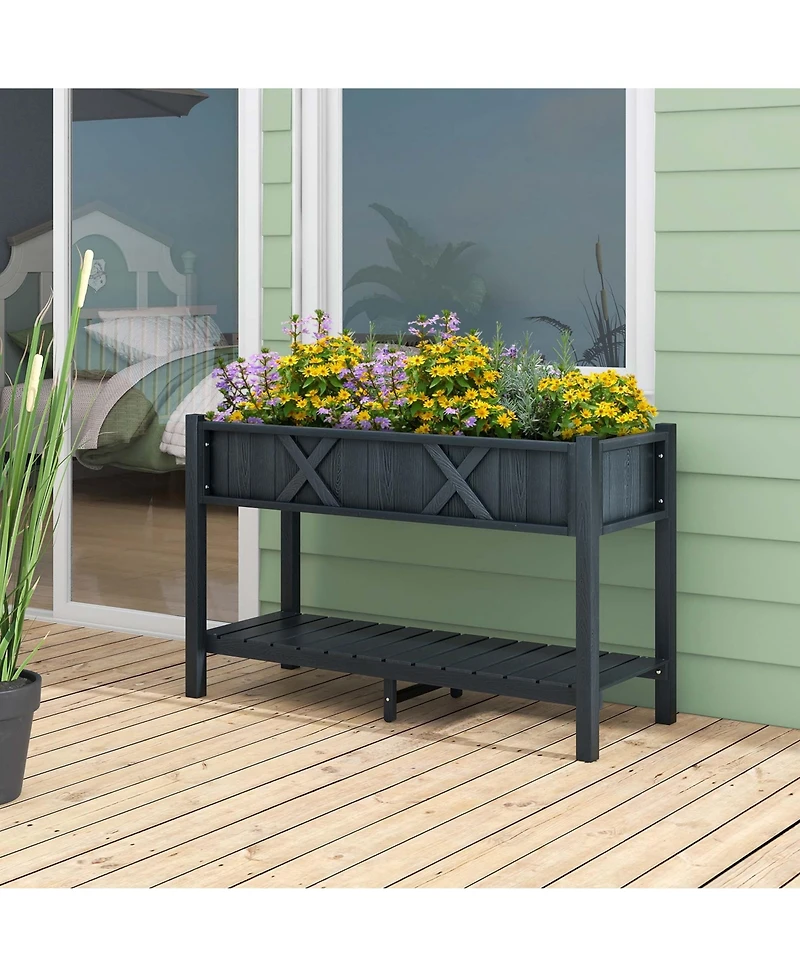 Hips Raised Garden Bed Poly Wood Elevated Planter Box with Legs, Storage Shelf