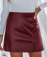 Cupshe Women's Faux Leather Notched Hem Mini Skirt