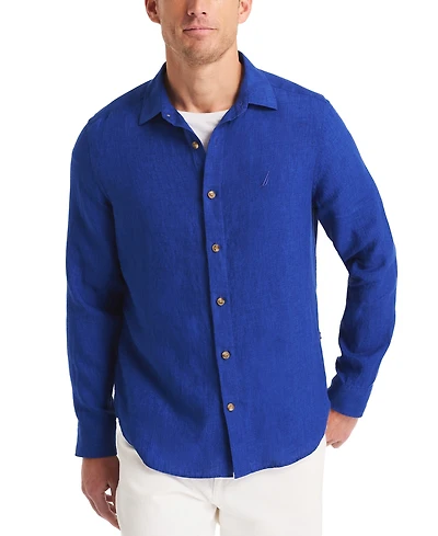 Nautica Men's Linen Solid-Color Classic-Fit Long-Sleeve Shirt