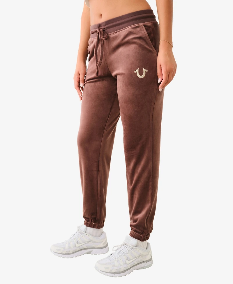 True Religion Women's Lurex Velour Jogger Pants