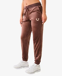 True Religion Women's Lurex Velour Jogger Pants